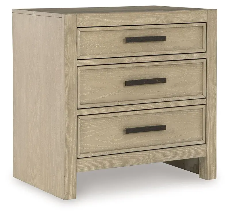 Calmoro Gray 3-Drawer Nightstand – Compact Bedside Storage Unit