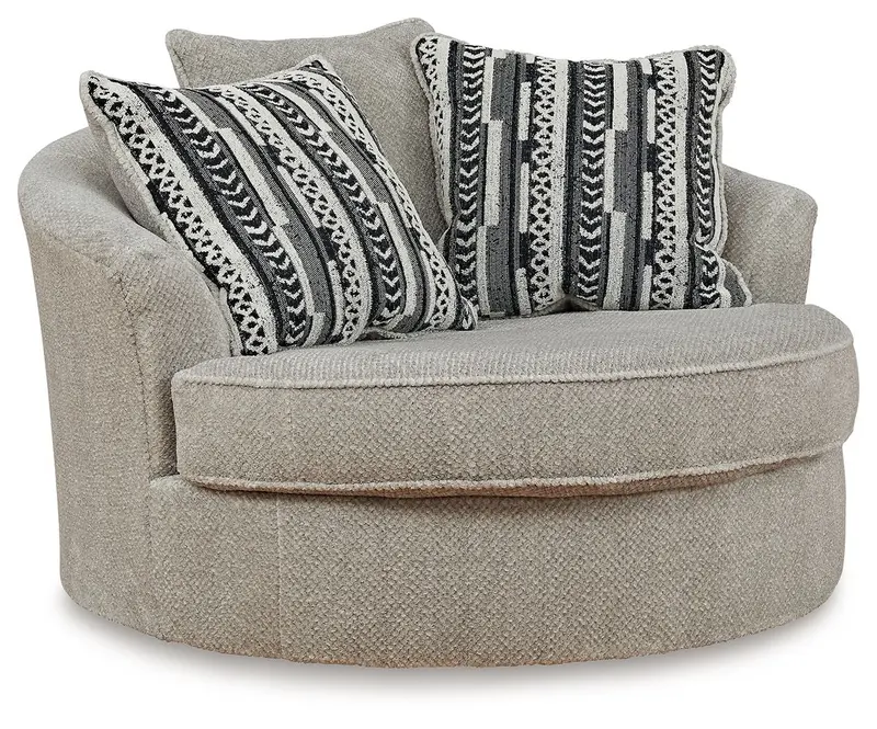 Calnita Sisal-Textured Oversized Swivel Accent Chair