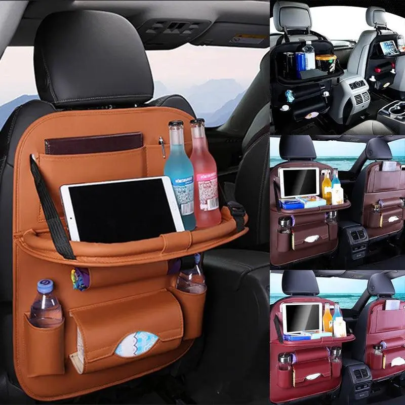Car Seat Organizer with Foldable Table Tray – Universal Vehicle Accessory