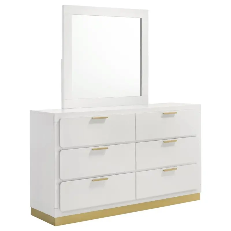 Caraway 6-Drawer Bedroom Dresser with Attached Mirror