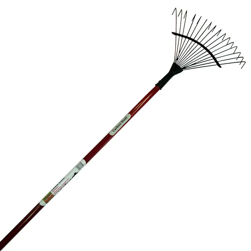 Carbon Steel Lawn Rake – Sturdy Garden Leaf and Debris Tool
