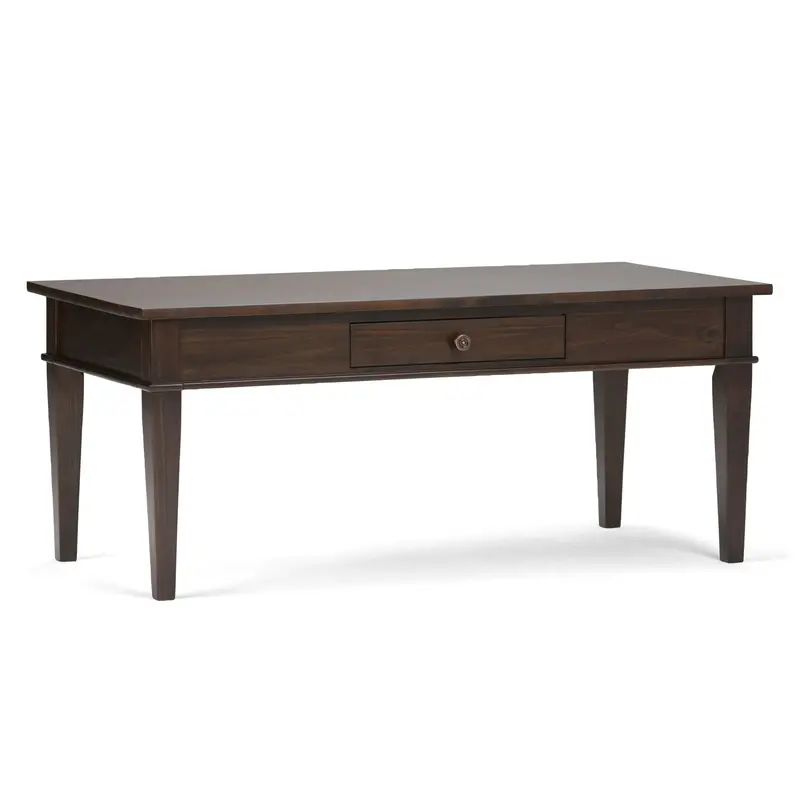 Carlton Solid Wood Coffee Table – Dark Tobacco Brown Finish