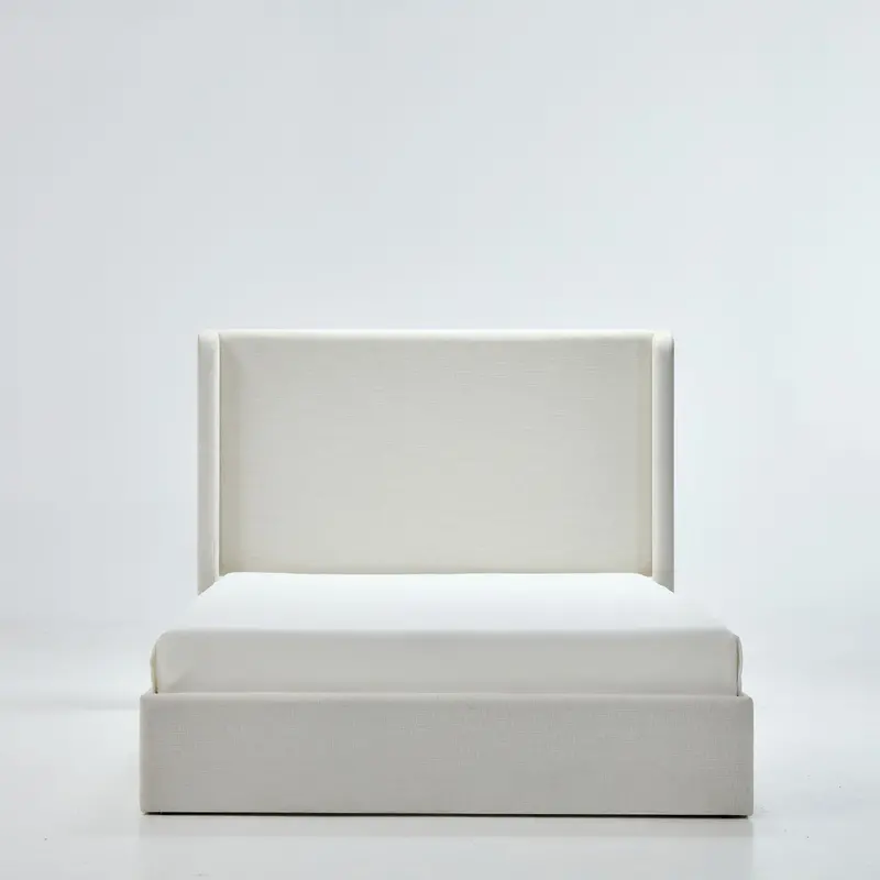 Carmen Full-Size Ivory Upholstered Wingback Bed