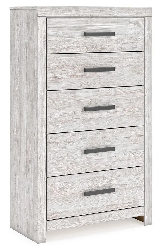 Cayboni Five-Drawer Whitewash Chest of Drawers