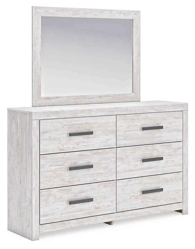 Cayboni Whitewash Dresser with Matching Wall Mirror
