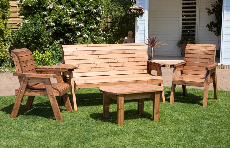 Charles Taylor 5-Person Scandinavian-Style Redwood Rectangular Garden Dining Table