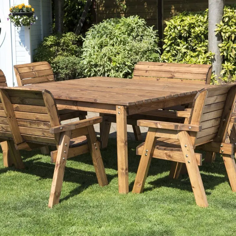 Charles Taylor 8-Person Square Outdoor Dining Table – Scandinavian-Style Redwood Garden Furniture Set