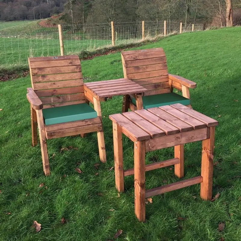 Charles Taylor Deluxe Green Cushion Bistro Set for Two