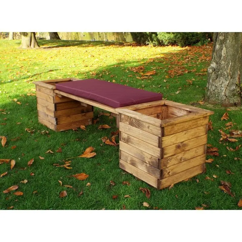 Charles Taylor Premium Planter Bench – Two-Person, Burgundy Cushioned Design