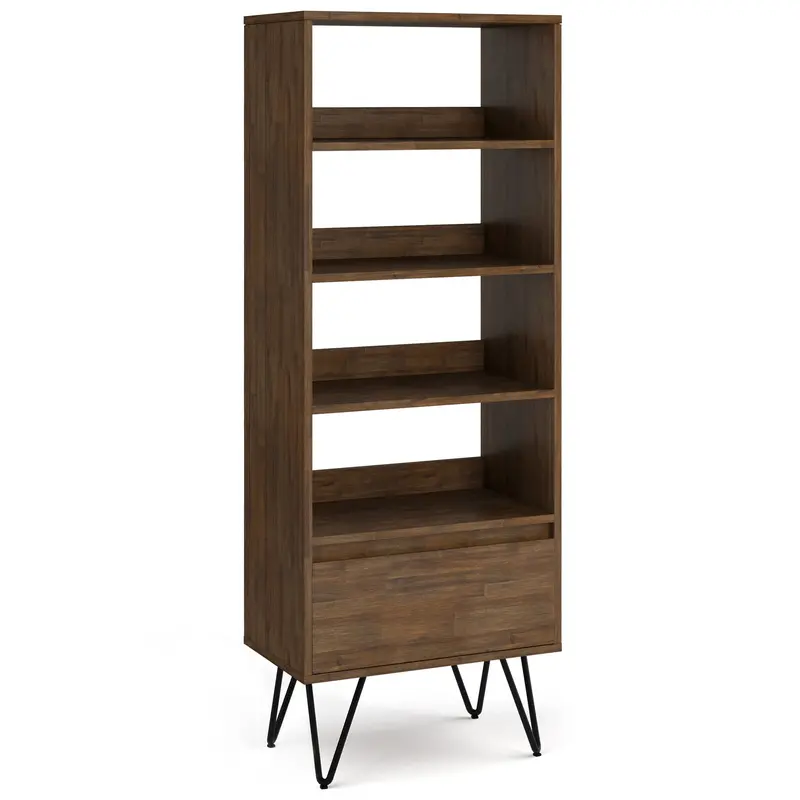 Chase Tall Rustic Bookcase – Aged Natural Brown Finish