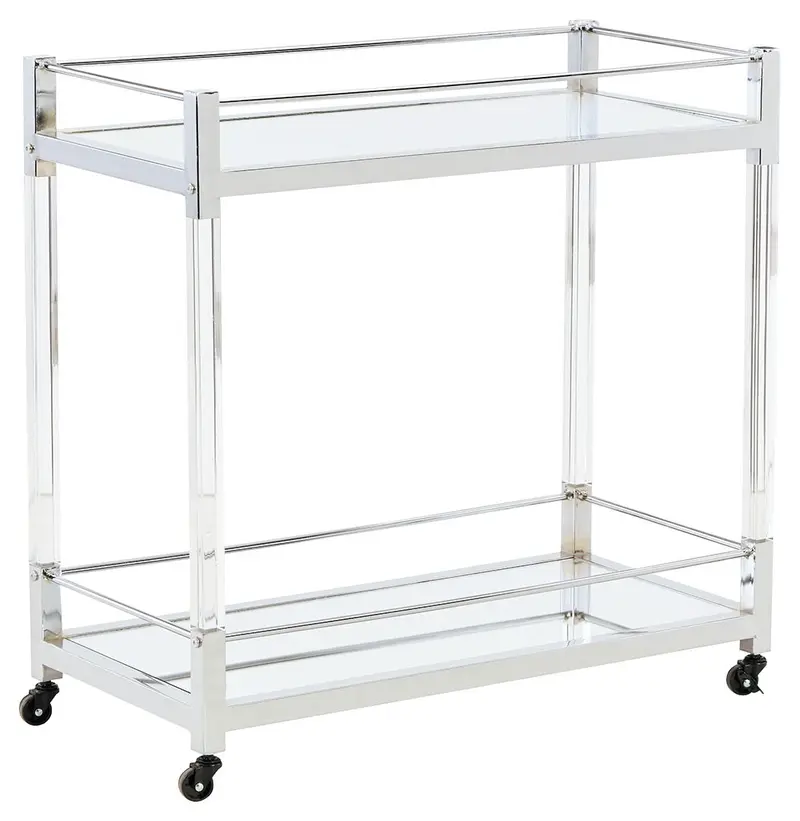 Chaseton Clear Acrylic and Silver-Finished Bar Cart