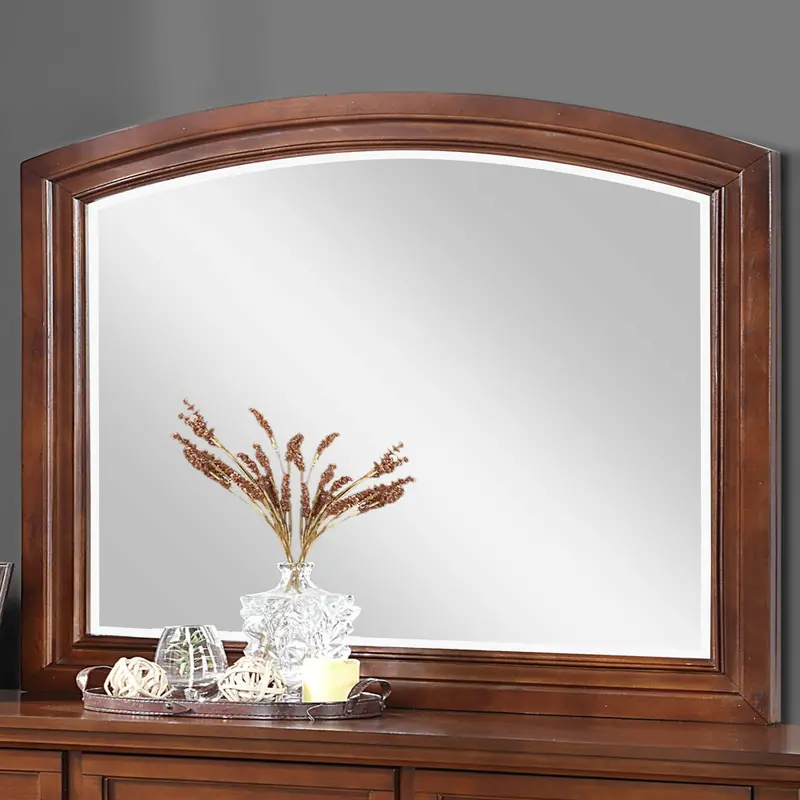 Cherry-Finish Wall Mirror with Classic Framing