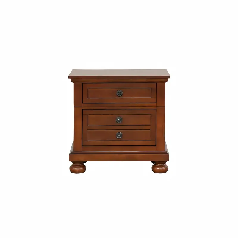 Cherry-Wood Nightstand with Warm Traditional Aesthetic