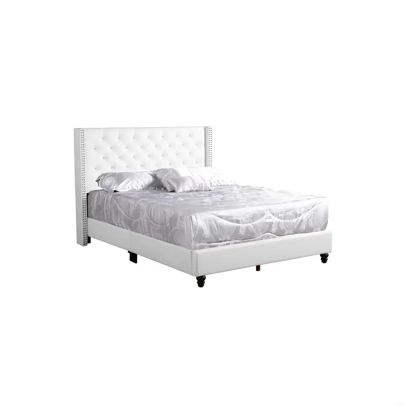Chic Upholstered Bed Featuring Nailhead Trim