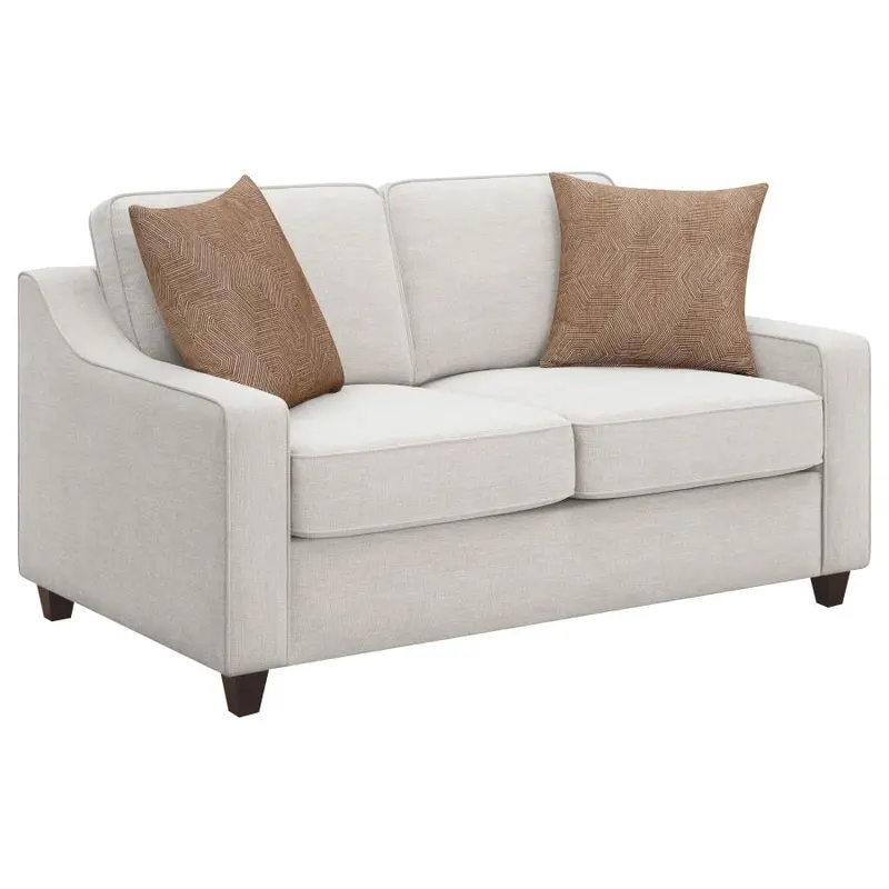 Christine Beige Upholstered Sloped-Arm Loveseat