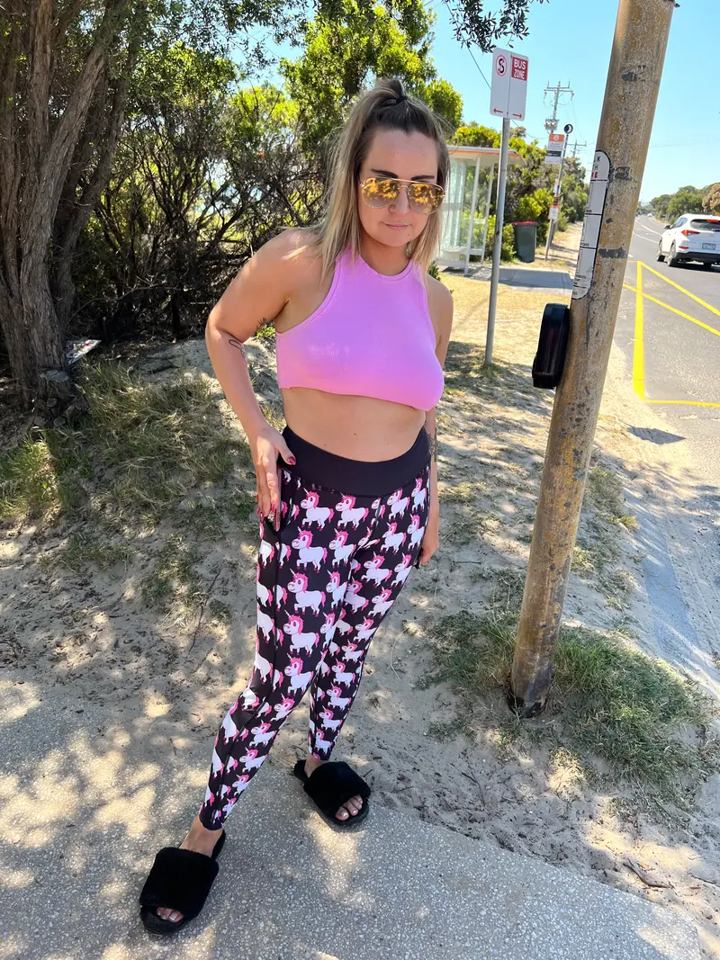 Chubby Unicorn Print High-Waisted Leggings
