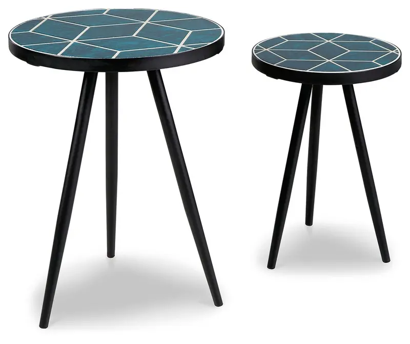 Clairbelle Nesting Accent Tables – Set of Two Teal-Toned Side Tables