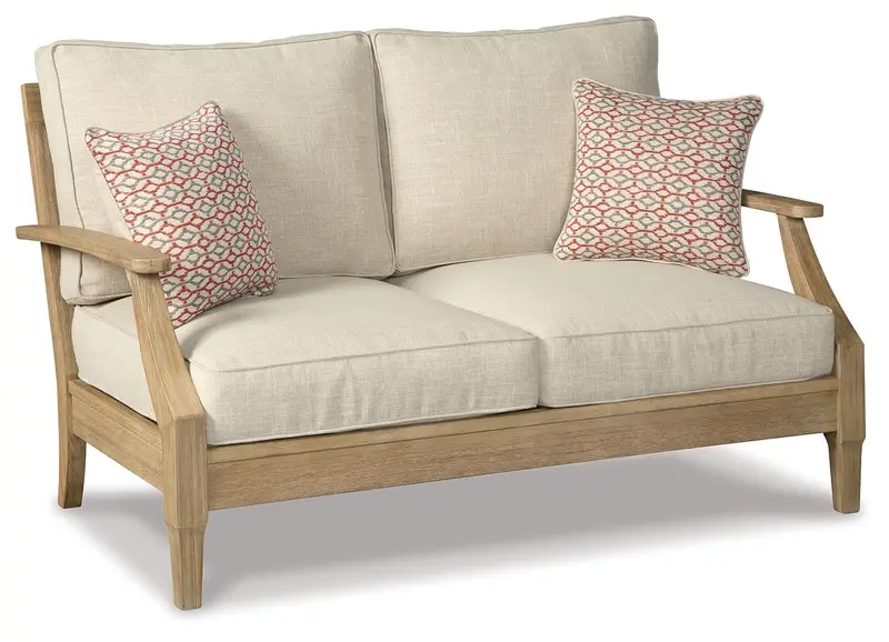 Clare View Beige Loveseat with Plush Cushions