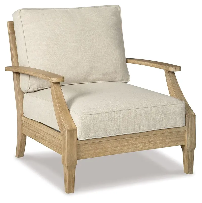 Clare View Beige Upholstered Lounge Chair with Cushion