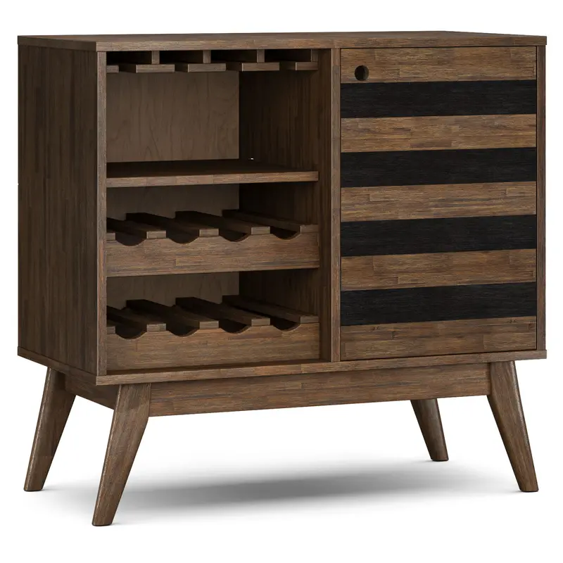 Clarkson Freestanding Wine Cabinet – Brown Finish & Glass Doors