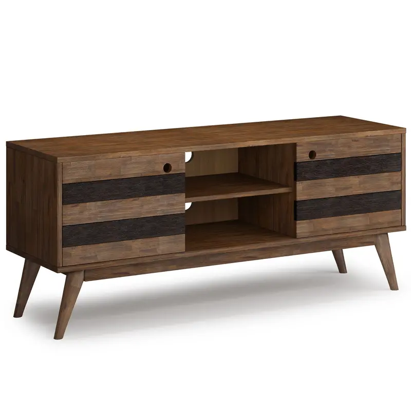 Clarkson Low-Profile TV Stand in Rustic Aged Brown Wood
