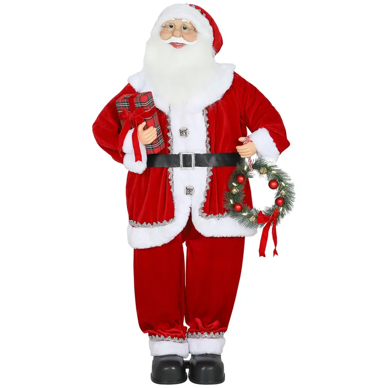 Classic Red Santa Statue for Holiday Decor – 120cm Lifesize Yard or Living Room Ornament