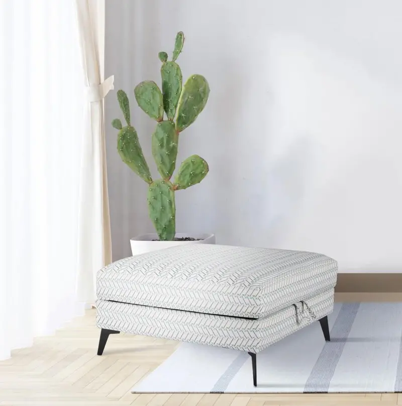 Clint Square Tufted Storage Ottoman in Aloe Green – Functional Living Room Accent
