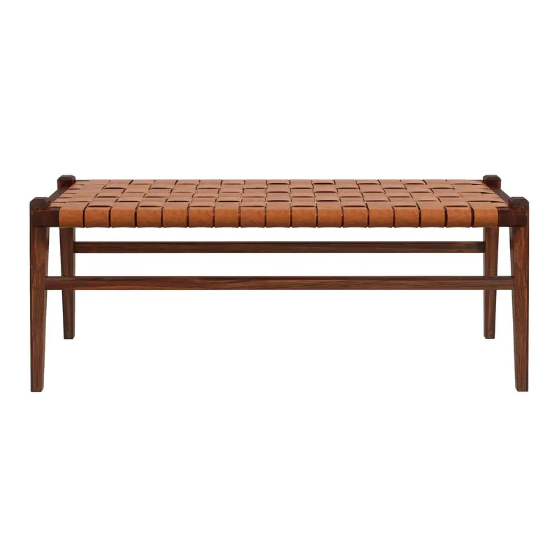 Cody Entryway or Hall Bench – Dual-Tone Brown and Tan Upholstered Seat