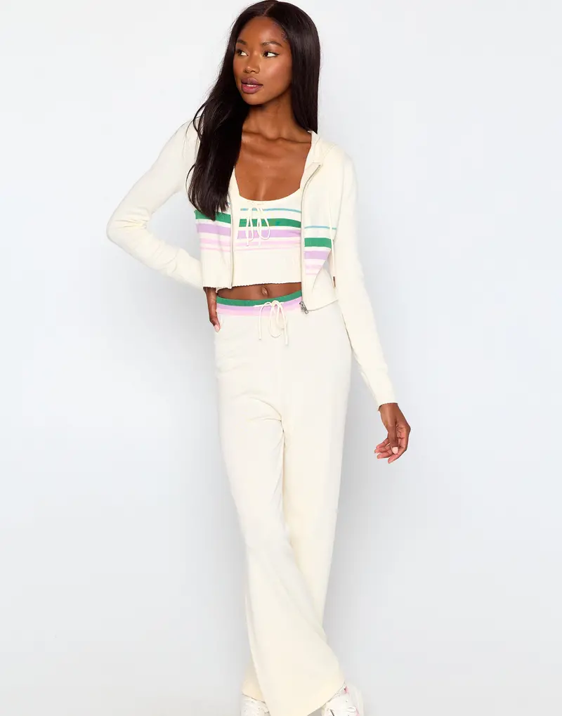 Colette Stripe Knit Pant in Off-White