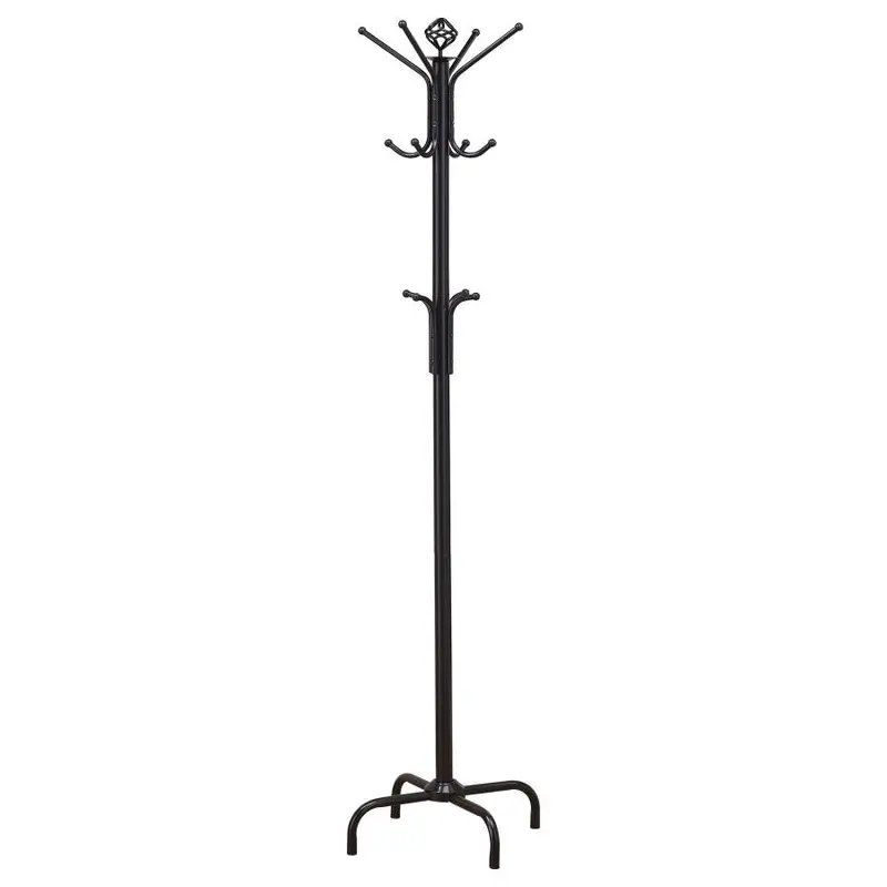 Collier Black Freestanding 12-Hook Coat Rack