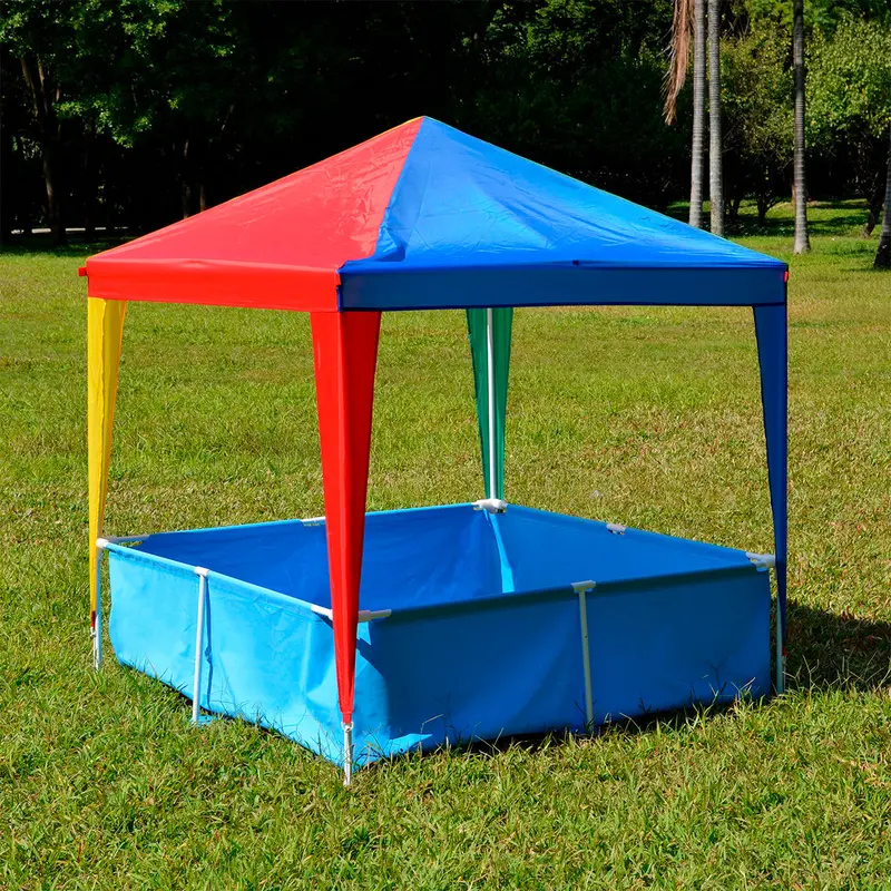 Compact 1.46m x 1.46m Multicoloured Garden Gazebo Pool – Croft