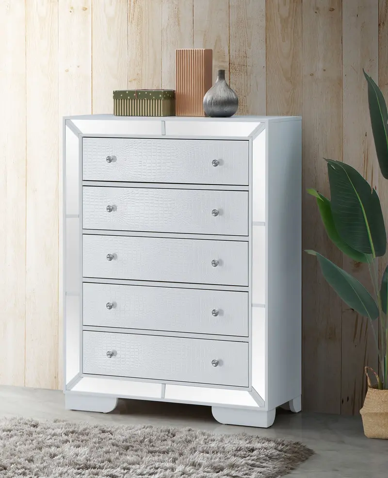 Compact Storage Chest in Matte White with Smooth Finish
