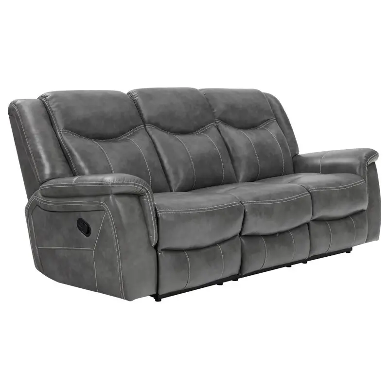 Conrad Gray Upholstered Motion Sofa with Padded Arms