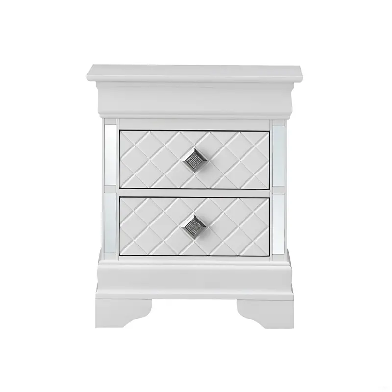 Contemporary Accent Nightstand in Silver Champagne Finish