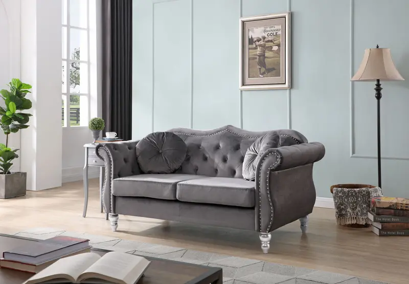 Contemporary Flared-Arm Loveseat with Curved Silhouette