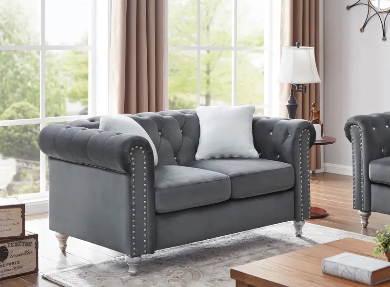 Contemporary Two-Seater Loveseat with Clean Lines