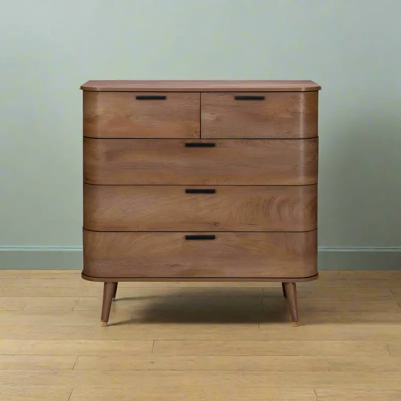 Copenhagen Dark Brown 5-Drawer Chest of Drawers for Bedroom Storage