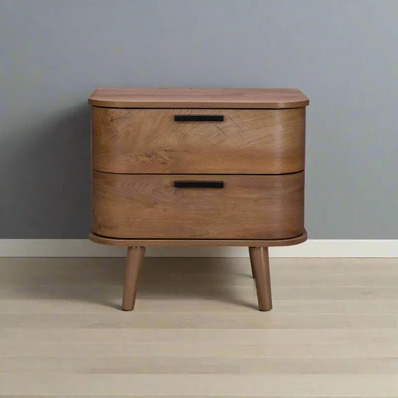 Copenhagen Dark Brown Bedside Table – Two-Drawer Contemporary Nightstand