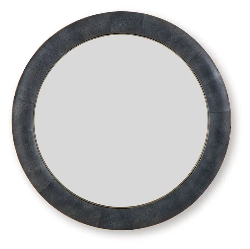 Corinsworth Framed Accent Mirror – Charcoal-Hued Frame with Warm Brass Trim