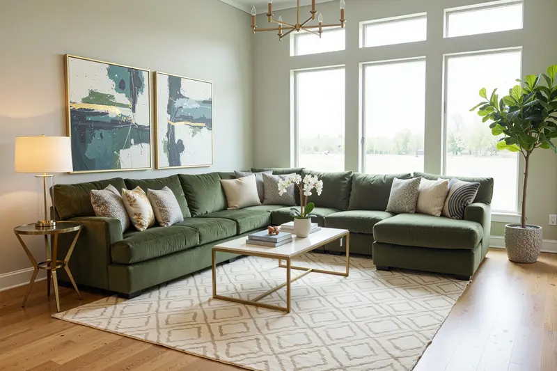 Corinthian Emerald Plush Sectional Sofa with Chaise (3-Piece)