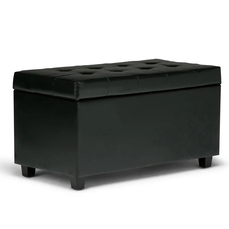 Cosmopolitan Compact Storage Ottoman – Sleek Midnight Black