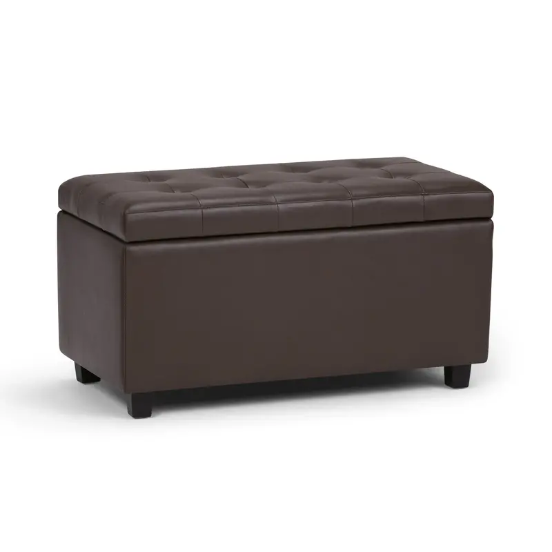Cosmopolitan Upholstered Storage Ottoman – Chocolate Brown Fabric
