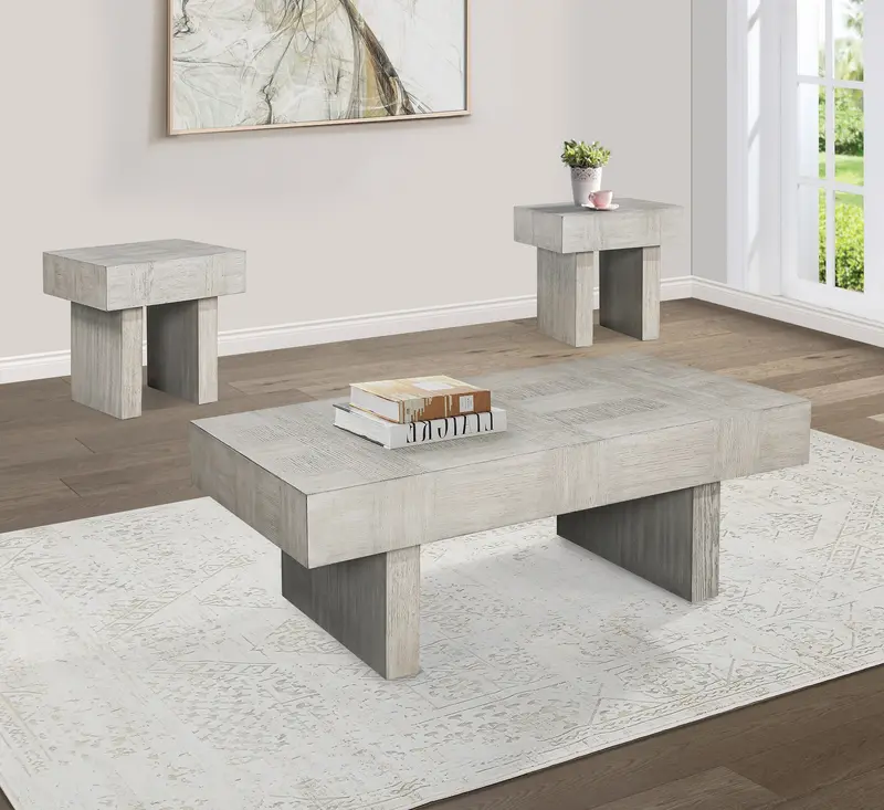Crawley Farmhouse Coffee Table – Distressed Wood Living Room Center Table