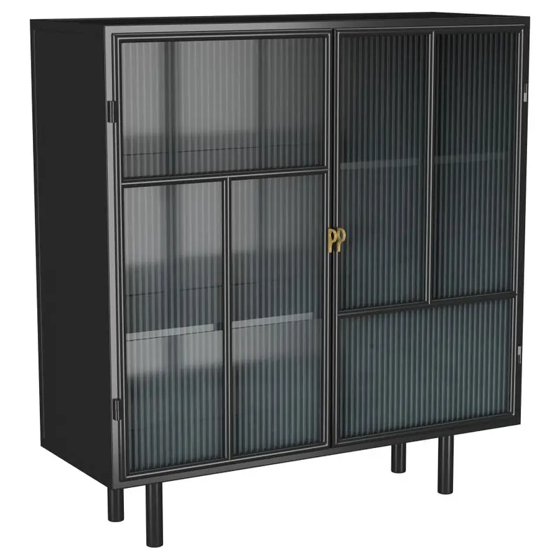 Dalia Black Two-Door Shelved Accent Cabinet