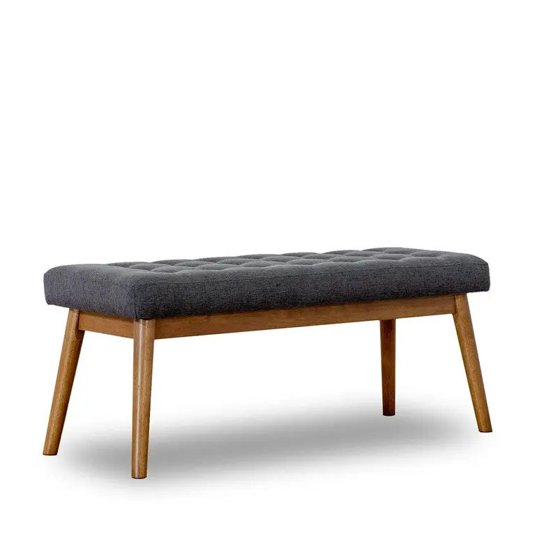 Delilah Modern Upholstered Bench in Soft Gray Fabric