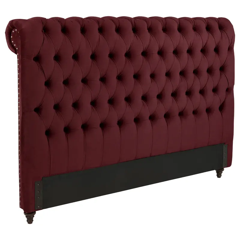 Devon 57-Inch Wine Red Fabric Upholstered Headboard