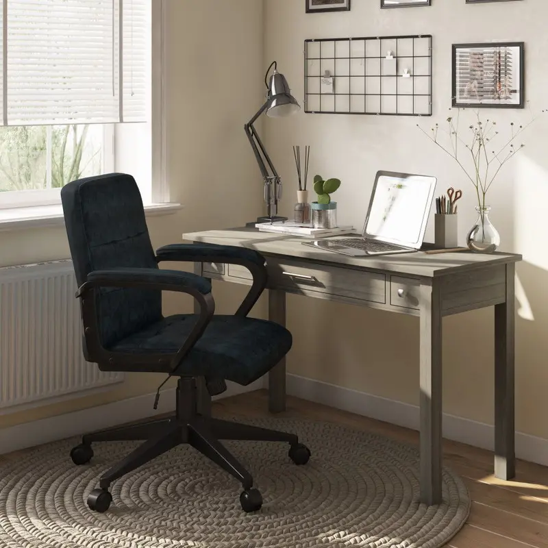 Distressed Blue Swivel Office Chair – Brewer Model