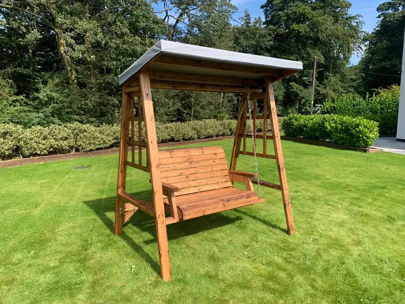 Dorset Two-Seat Garden Swing with Grey Cushions – Charles Taylor