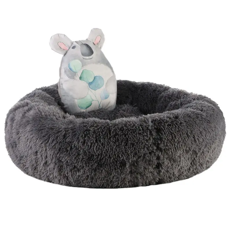 Dream Paws Calming Dog Bed – Plush Anxiety-Relief Nest with Integrated Toy