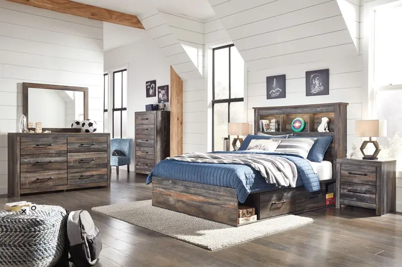 Drystan Bookcase Platform Bed with Built-in Storage
